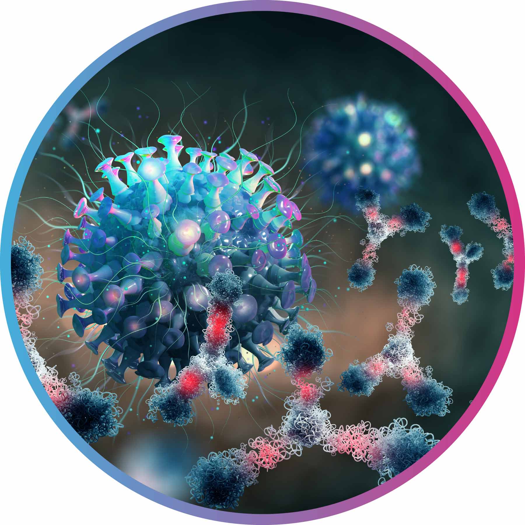 COVID virus with spike proteins